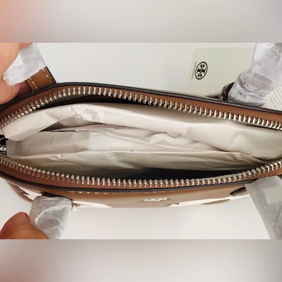 Tory Burch Emerson Dome Satchel Crossbody Bag Floral Applique NWT In Pac Leather - Picture 5 of 13